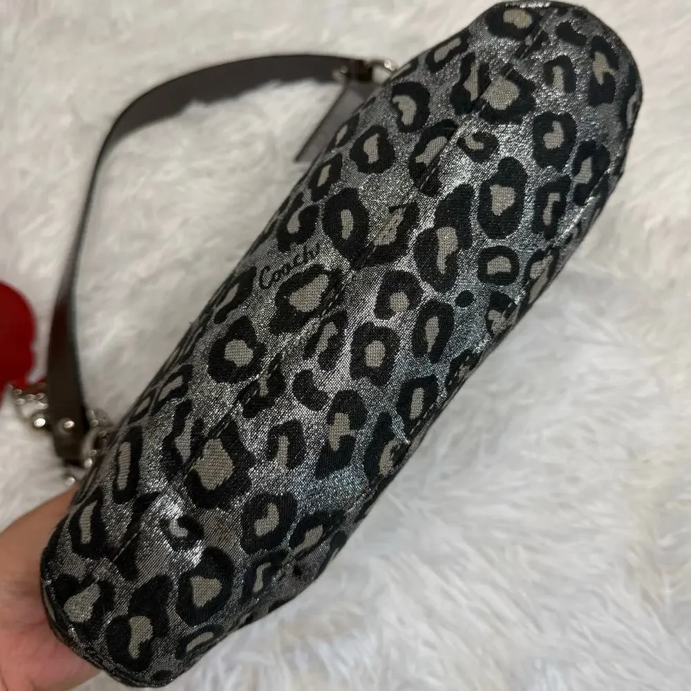 y2k COACH Leopard Silver Metallic Mini Purse shoulder bag - Picture 5 of 10